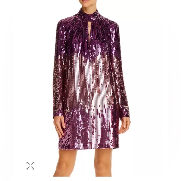 NWT Kate Spade Ombré Sequin Shift Mini Dress - Plum Tree - Size 10 - Picture 7 of 10